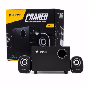 nubwo-ns038-subwoofer-speaker-1 ชุดลำโพงบลูทูธ 2.1 NUBWO CRANEO NS-038 ซับวูฟเฟอร์ สีดำขลิบเงิน วางคู่กับกล่องบรรจุภัณฑ์ 2.1 Multimedia Speaker System