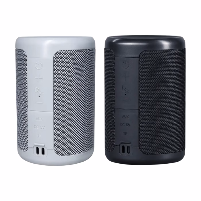 nubwo-ns56-bluetooth-speaker-black-4 ลำโพงบลูทูธพกพา NUBWO NS56 แสดงเปรียบเทียบ 2 เฉดสี สีเทาอ่อนและสีดำ พร้อมแผงปุ่มควบคุมและช่องเชื่อมต่อ