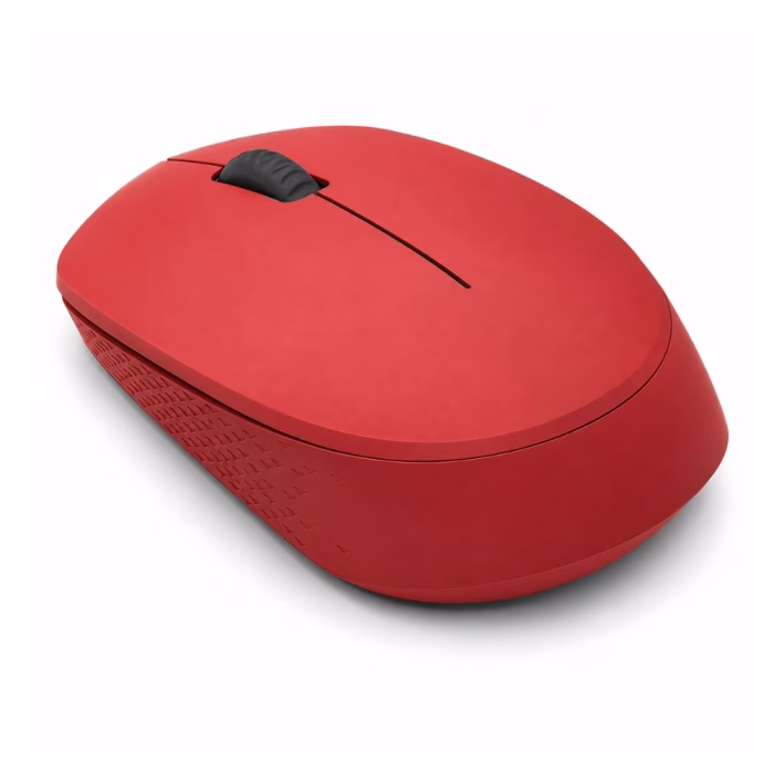 rapoo-msm100-wireless-mouse-red-3 เมาส์ไร้สาย Rapoo MSM100 Silent สีแดง มุมมองสามมิติเฉียง แสดงพื้นผิวด้านข้างกันลื่นและโครงสร้างบอดี้โค้งมน