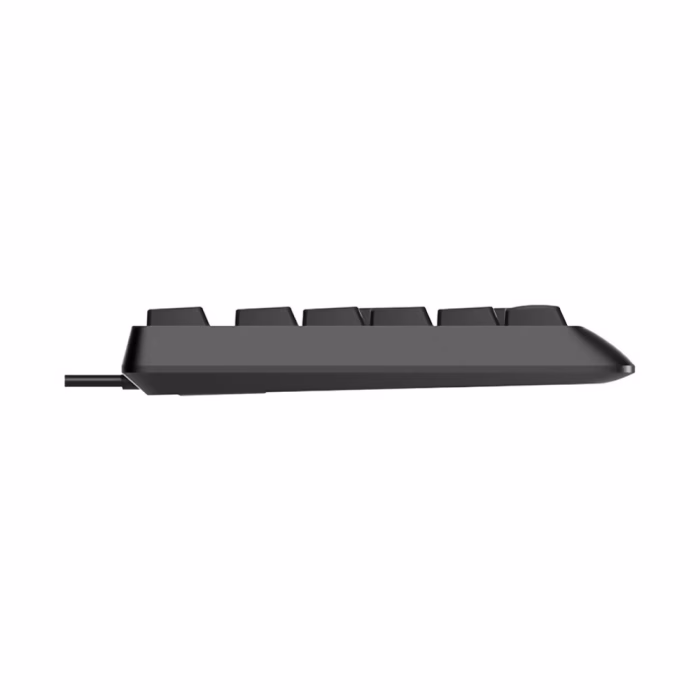 rapoo-nk1900-usb-keyboard-black-3 คีย์บอร์ด Rapoo NK1900 สีดำ มุมมองด้านข้าง แสดงระดับความลาดเอียงของปุ่มกดและโครงสร้างบอดี้