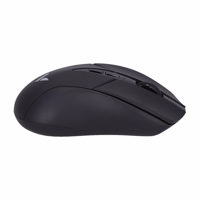 rapoo-v300se-wireless-black-3 เมาส์เกมมิ่งไร้สาย Rapoo V300SE สีดำ มุมมองด้านข้าง แสดงส่วนโค้งเว้าบอดี้ ปุ่มกดคีย์ลัดด้านข้าง และผิวสัมผัสด้าน