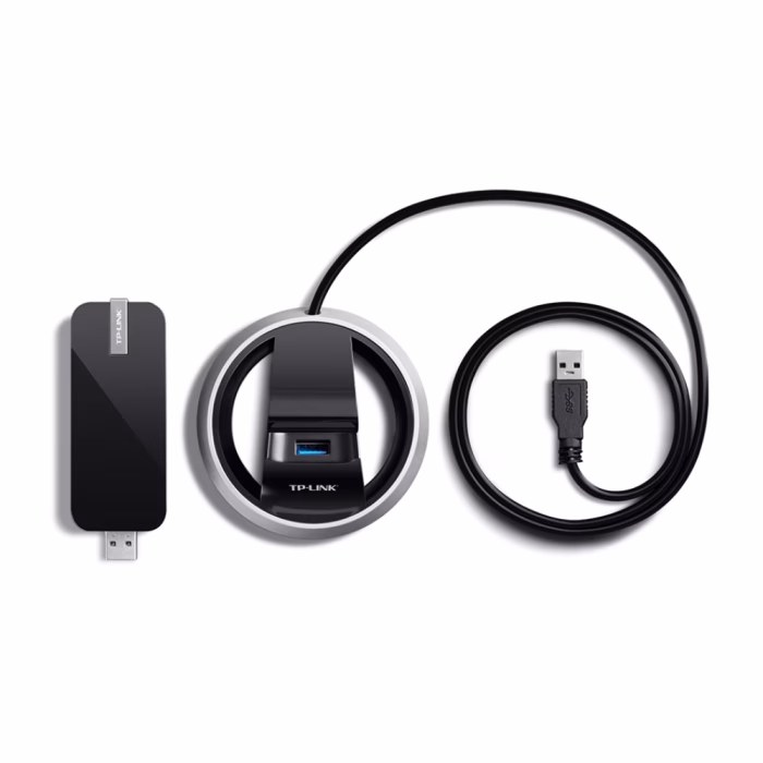tp-link-archer-t4u-ac1200-4 ตัวรับสัญญาณไวไฟ TP-Link Archer T4U AC1200 สีดำ วางคู่กับแท่นวางขยายสาย USB Cradle