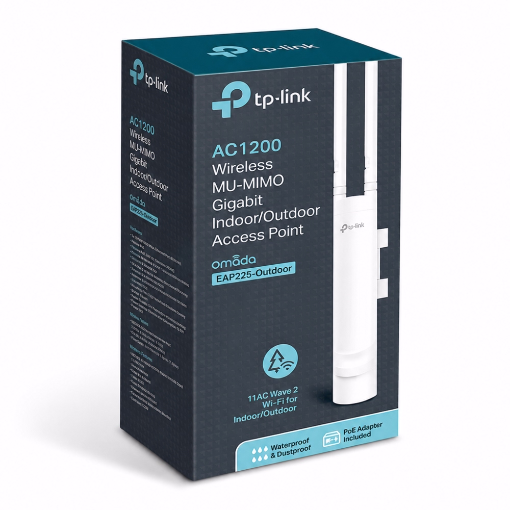 กล่องบรรจุภัณฑ์แอคเซสพอยต์ภายนอก TP-Link EAP225-Outdoor AC1200 Wireless MU-MIMO Gigabit