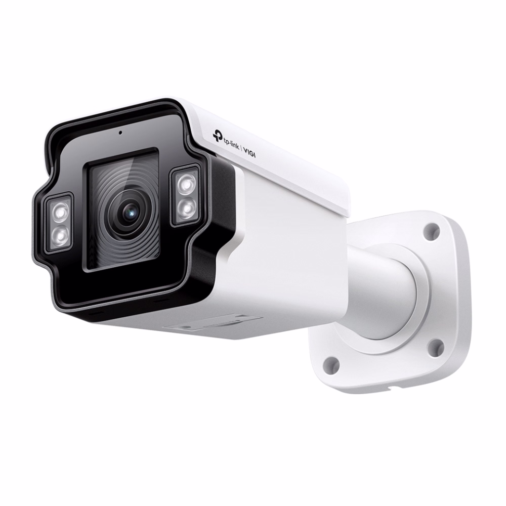 กล้องวงจรปิดบูลเล็ต TP-Link VIGI InSight S345ZI สีขาวดำ มุมมองด้านข้าง แสดงเลนส์ซูมและไฟอินฟราเรด