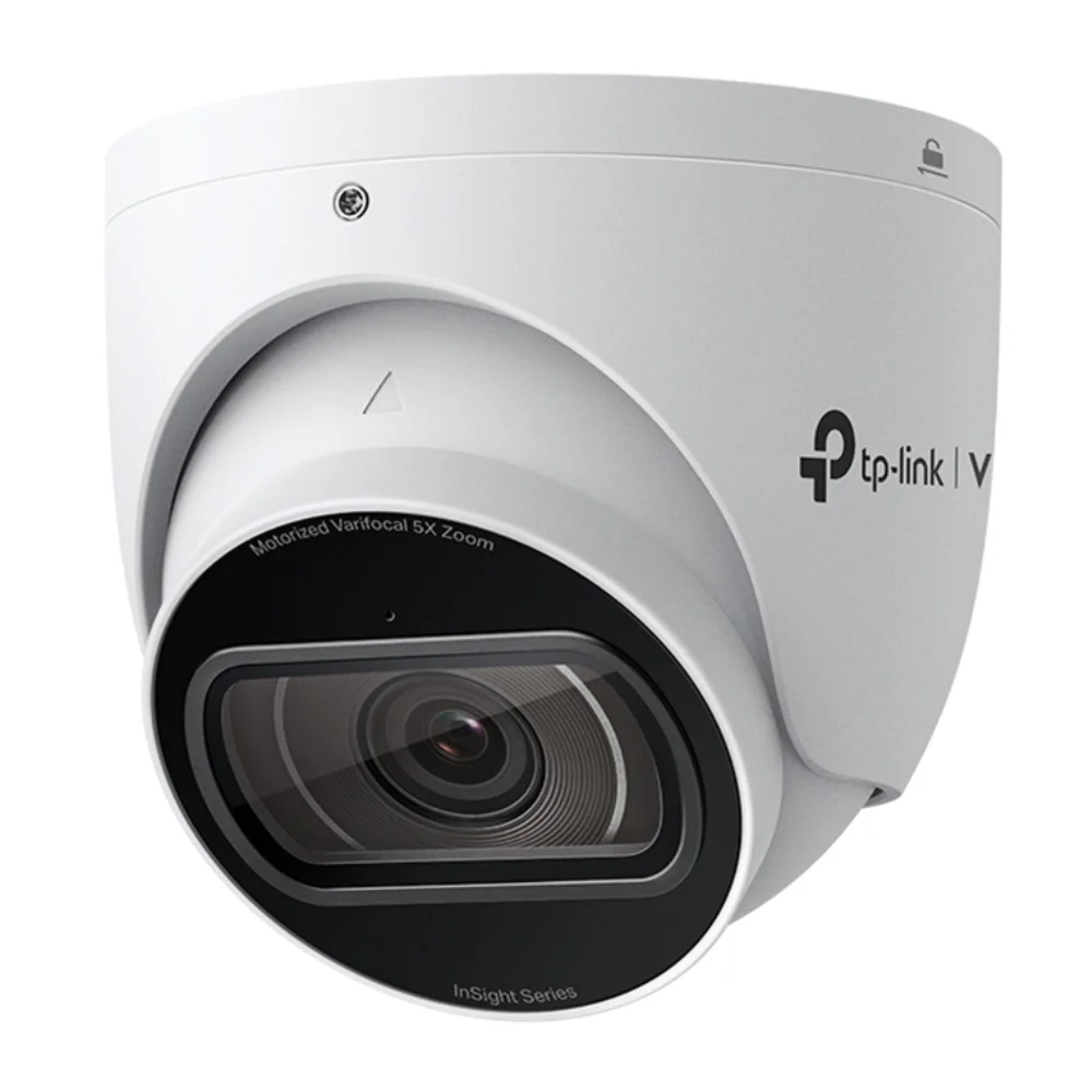 กล้องวงจรปิดทูเร็ต TP-Link VIGI InSight S445ZI สีขาว มุมมองด้านหน้าแสดงเลนส์มอเตอร์ซูม 5X