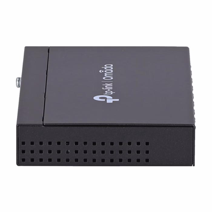 สวิตชิ่งฮับ TP-Link Omada ES208G สีดำ มุมมองด้านข้าง แสดงช่องระบายความร้อนแบบรูระบายอากาศ