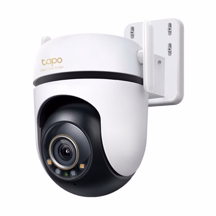 กล้องวงจรปิดไร้สาย TP-Link Tapo C530WS มุมมองด้านข้างขวา แสดงขายึดติดผนังและตัวบอดี้กล้องสีขาว