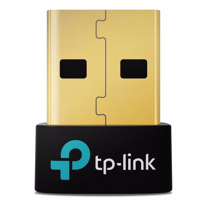 tp-link-ub600-usb-bluetooth-6-0-adapter-2 ตัวรับสัญญาณบลูทูธ TP-Link UB600 USB Bluetooth 6.0 สีดำทอง ด้านหน้าตรงแสดงโลโก้ TP-Link