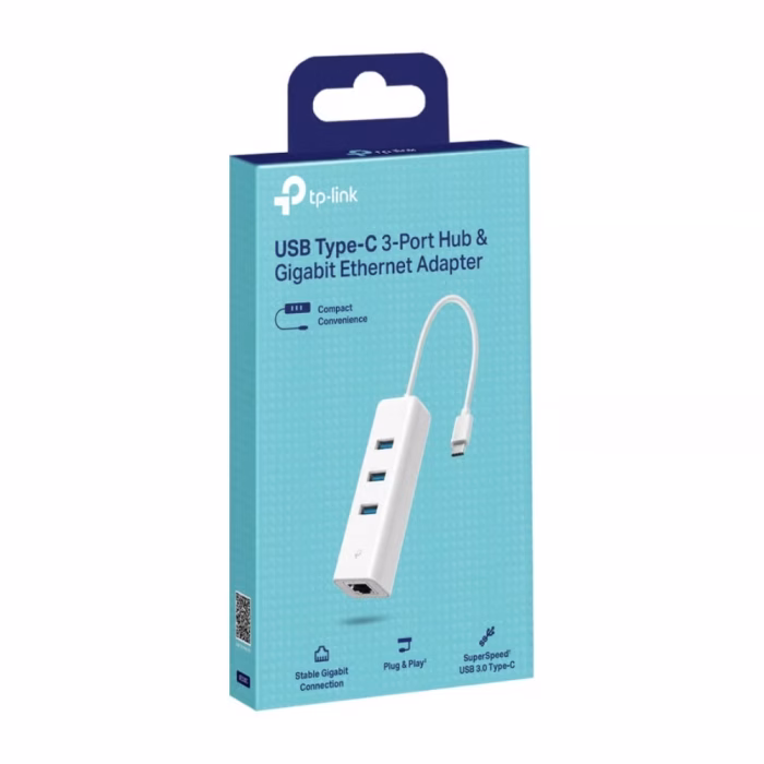 tp-link-ue330c-type-c-3-port-hub-4 กล่องบรรจุภัณฑ์อุปกรณ์แปลงสัญญาณ TP-Link UE330C USB Type-C 3-Port Hub & Gigabit Ethernet Adapter สีฟ้า
