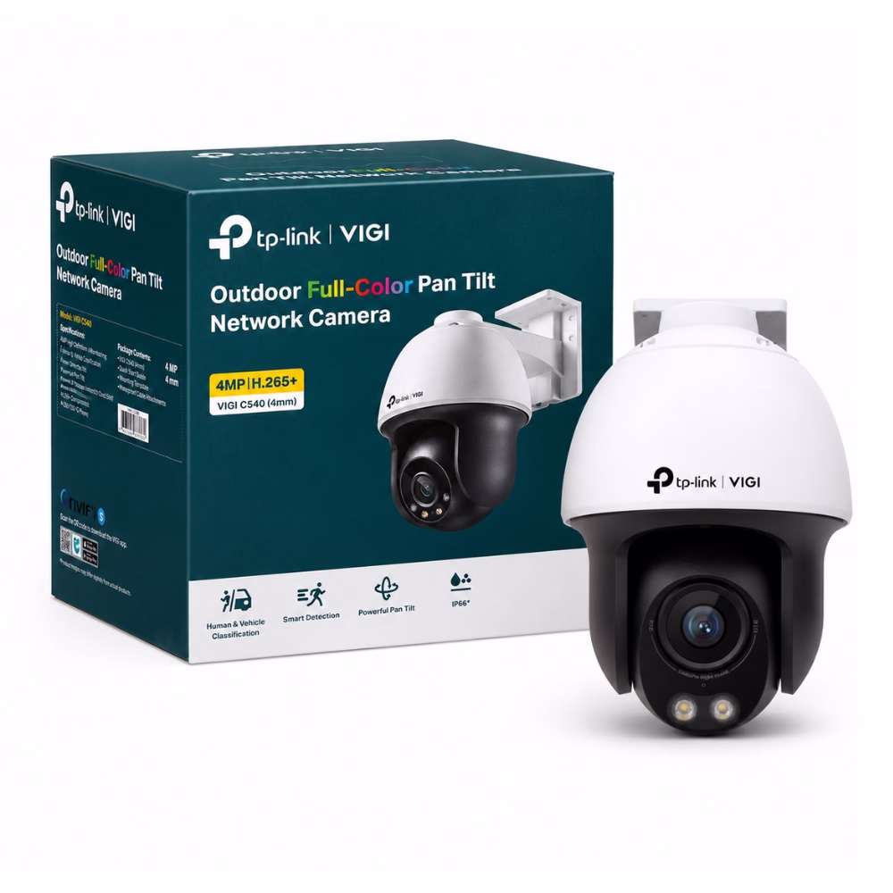 tp-link-vigi-c540-4mp-pt-1 กล้องวงจรปิด TP-Link VIGI C540 4MP Full-Color Pan Tilt เลนส์ 4 มม. วางคู่กับกล่องบรรจุภัณฑ์