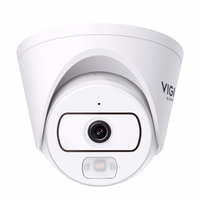 tp-link-vigi-easycam-c420-ip-camera-3 กล้องวงจรปิด VIGI EasyCam C420 ทรงโดมสีขาว มุมมองด้านหน้า แสดงเลนส์และไฟส่องสว่าง