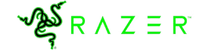 โลโก้ Razer สีเขียวนีออน ประกอบด้วยสัญลักษณ์งูสามตัวพันกันทางซ้าย และชื่อ RAZER ตัวอักษรสีเขียวทางขวา