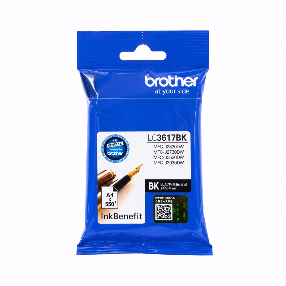 ซองบรรจุภัณฑ์ตลับหมึก Brother LC-3617BK สีดำ ระบุรุ่นเครื่องพิมพ์ MFC-J2330DW MFC-J2730DW MFC-J3530DW MFC-J3930DW พร้อมสติกเกอร์โฮโลแกรมแท้
