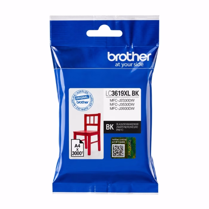 ซองบรรจุภัณฑ์ตลับหมึกสีดำ Brother LC-3619XLBK ระบุความจุ 3,000 หน้า รองรับเครื่องพิมพ์ MFC-J2330DW MFC-J3530DW MFC-J3930DW