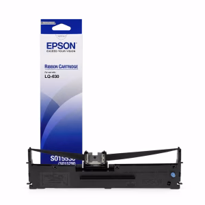 epson-s015582-ribbon-cartridge-black-1 ตลับผ้าหมึกแท้สีดำ Epson S015582 ความยาว 14 เมตร วางคู่กับกล่องบรรจุภัณฑ์ สำหรับเครื่องพิมพ์ด็อทเมทริกซ์ Epson LQ-630