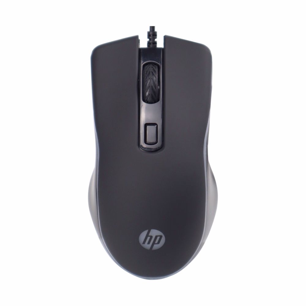 เมาส์เกมมิ่งสีดำ HP M200 Lite มุมมองด้านบนตรง แสดงล้อเลื่อน Scroll Wheel ปุ่มปรับ DPI และโลโก้ HP
