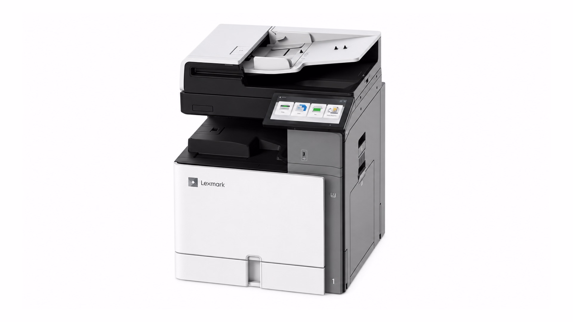 เครื่องพิมพ์มัลติฟังก์ชันเลเซอร์ขาวดำ Lexmark MX953se มุมมองสามมิติ หน้าจอสัมผัสสีขนาดใหญ่ พร้อมชุดป้อนเอกสารอัตโนมัติ ผ่านเกณฑ์ครุภัณฑ์ ICT ข้อ 44