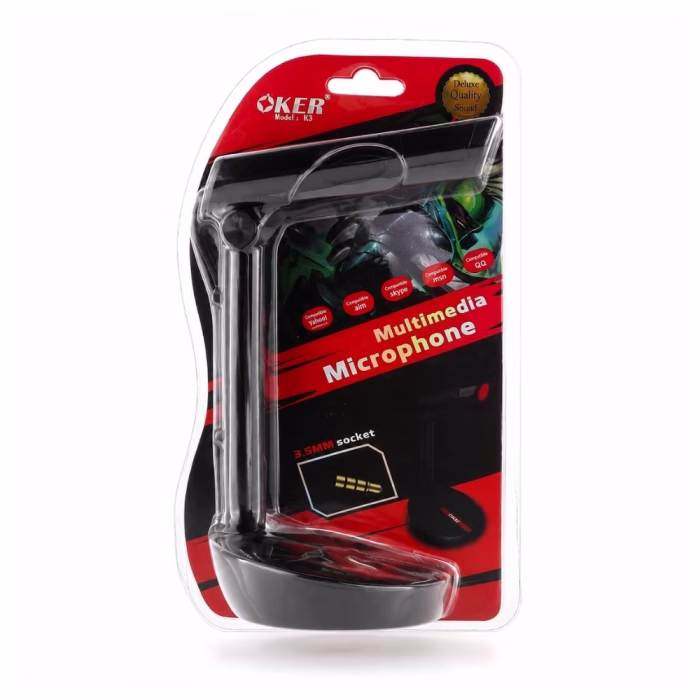 oker-k3-desktop-microphone-3 แพ็กเกจแผงแขวนไมโครโฟนตั้งโต๊ะ OKER K3 Multimedia Microphone แจ็ค 3.5 มม. Deluxe Quality Sound