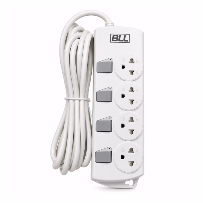 bll-b95-4way-power-strip-surge-protection-4 รางปลั๊กพ่วง BLL B95 สีขาว 4 ช่อง 4 สวิตช์แยก สายไฟยาว 3 เมตร ขนาด 16A 3680W ม้วนจัดระเบียบเรียบร้อย