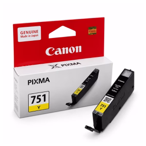 canon-cli-751-yellow-ink-cartridge-1 ตลับหมึกสีเหลือง Canon CLI-751 Y วางคู่กับกล่องบรรจุภัณฑ์ สำหรับเครื่องพิมพ์ Canon PIXMA iP7270 iX6870 MG5470 MG7570