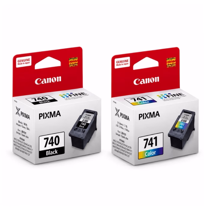 canon-pg-740-black-ink-cartridge-4 กล่องบรรจุภัณฑ์ตลับหมึก Canon PIXMA วางคู่กัน 2 กล่อง ทั้งตลับหมึกดำ 740 Black และตลับหมึกสี 741 Color