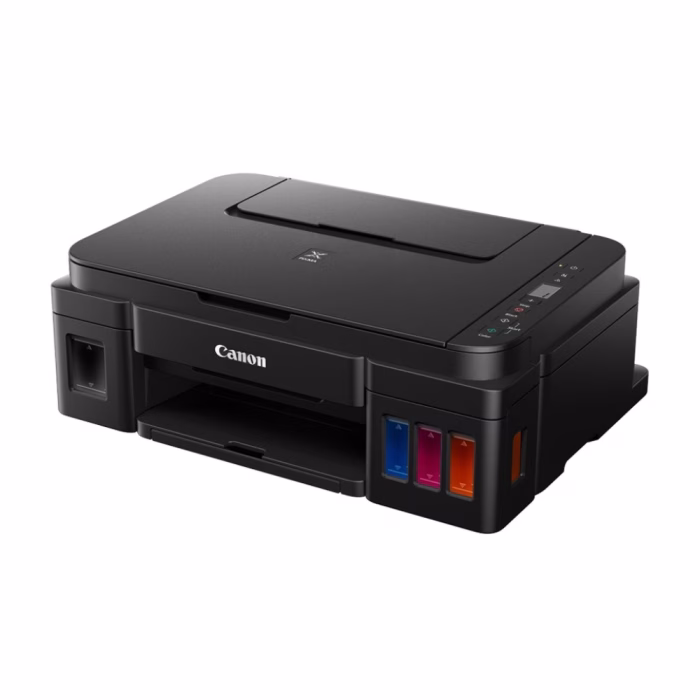 canon-pixma-g2010-aio-printer-2 เครื่องพิมพ์แท็งก์แท้ Canon PIXMA G2010 สีดำ มุมมองสามมิติ ดีไซน์กะทัดรัด ช่องมองระดับหมึก และแผงปุ่มควบคุม