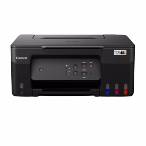 canon-pixma-g2730-aio-ink-tank-printer-1 เครื่องพิมพ์มัลติฟังก์ชันอิงค์เจ็ท Canon PIXMA G2730 ระบบ MegaTank ด้านหน้าตรง แสดงแผงควบคุมและช่องมองระดับหมึก