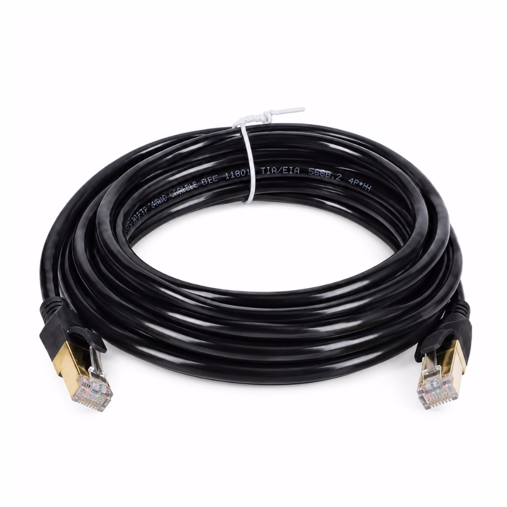 สายแลน CAT7 GLINK C7003 ยาว 5 เมตร สีดำ ม้วนทรงกลม โชว์หัวต่อ RJ45 ชุบทอง และเปลือกสาย 24AWG ร้านเควีซี คอมพิวเตอร์