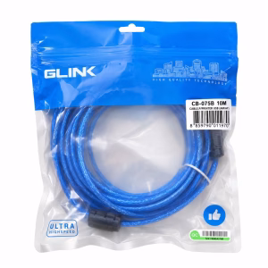 สายเครื่องพิมพ์ USB 2.0 สีใส GLINK รุ่น CB075B ยาว 10 เมตร ในซองซิปล็อก Ultra High Speed ร้านเควีซี คอมพิวเตอร์