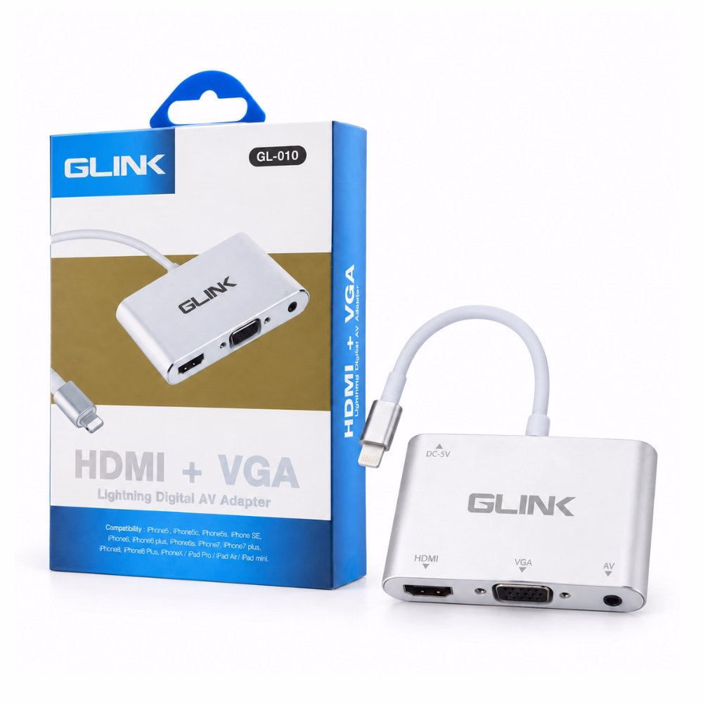 Glink ตัวแปลงสัญญาณ Lightning to HDMI และ VGA รุ่น GL-010