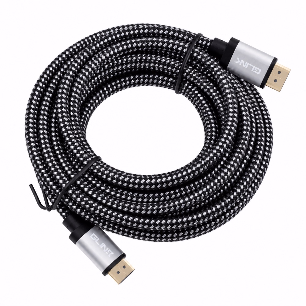 สาย HDMI แบบถัก GLINK GL201 ยาว 10 เมตร ม้วนทรงกลม โชว์หัวต่อเคสโลหะสกรีน GLINK ขั้วต่อชุบทองคำ ร้านเควีซี คอมพิวเตอร์