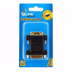 หัวแปลง DVI 24+5 ตัวเมีย เป็น DVI 24+1 ตัวผู้ GLINK รุ่น GL2262 ในแผงแพ็กเกจบลิสเตอร์การ์ด ชุบทอง 24K Digital Adapter ร้านเควีซี คอมพิวเตอร์