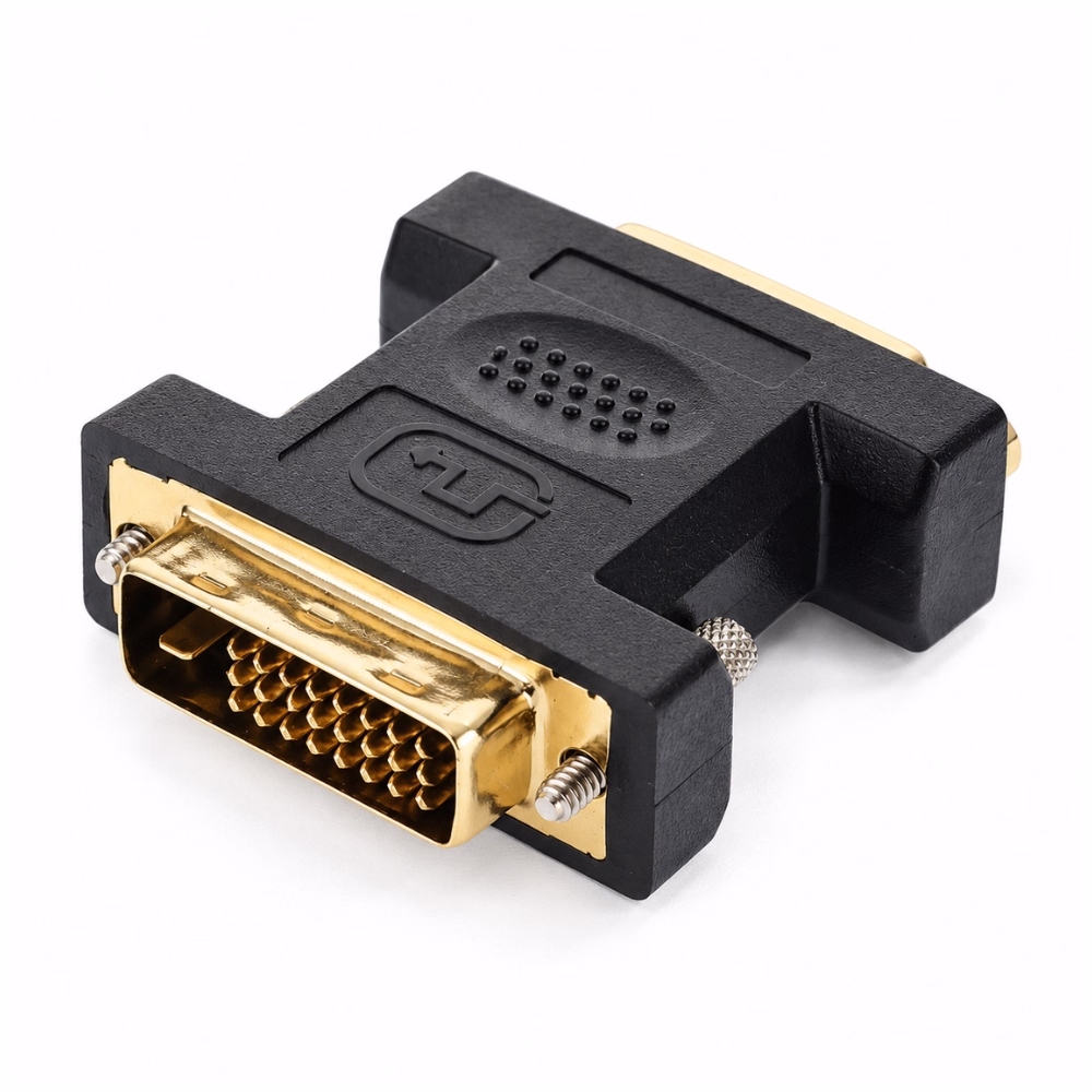 หัวต่อ DVI 24+1 พินตัวผู้ ชุบทอง 24K หัวแปลง GLINK รุ่น GL2262 โคลสอัพมุมมองสามมิติ พร้อมสกรูหมุนล็อกพอร์ต ร้านเควีซี คอมพิวเตอร์