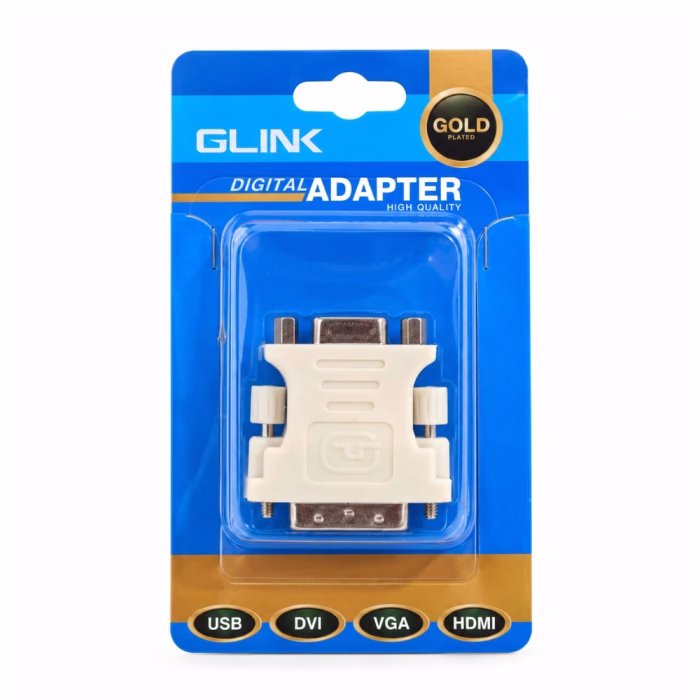 หัวแปลง DVI 24+1 เป็น VGA GLINK รุ่น GL2268 ในแผงแพ็กเกจบลิสเตอร์การ์ด Gold Plated Digital Adapter ร้านเควีซี คอมพิวเตอร์