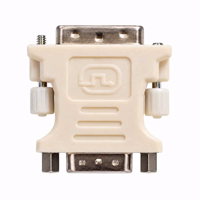 หัวแปลง DVI 24+1 เป็น VGA GLINK GL2268 ด้านบนตรง สีขาวครีม โชว์ร่องจับกันลื่น น็อตมือหมุน และขั้วต่อโลหะทั้งสองฝั่ง ร้านเควีซี คอมพิวเตอร์