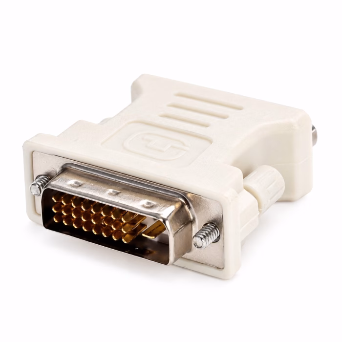 ขั้วต่อ DVI 24+1 พินตัวผู้ ชุบทอง หัวแปลง GLINK รุ่น GL2268 โคลสอัพมุมมองสามมิติ พร้อมสกรูขันล็อกพอร์ต ร้านเควีซี คอมพิวเตอร์