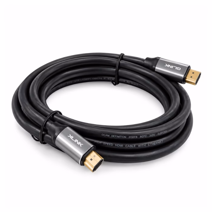 สาย HDMI 2.1 GLINK GL402 ยาว 2 เมตร ม้วนทรงกลม โชว์หัวต่อเคสโลหะสกรีน GLINK ขั้วต่อชุบทองคำ ร้านเควีซี คอมพิวเตอร์
