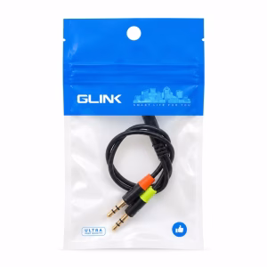 สายแปลงหูฟังและไมค์ 3.5 มม. GLINK รุ่น GLEX001 1 ช่องเป็น 2 หัวตัวผู้ ในซองซิปล็อก Ultra High Quality ร้านเควีซี คอมพิวเตอร์