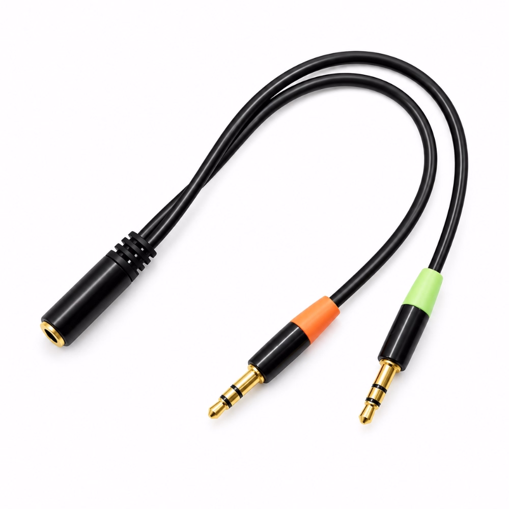 สายแปลงหูฟังไมค์ GLINK GLEX001 แจ็คเมีย 3.5 มม. ออก 2 ปลั๊กตัวผู้ ชุบทอง แยกสีเขียวหูฟังและสีส้มไมโครโฟน ร้านเควีซี คอมพิวเตอร์