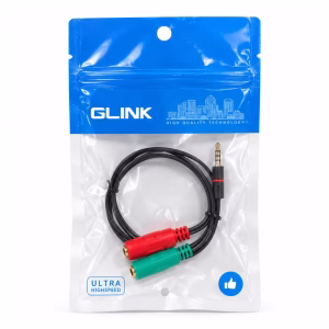 สายแยกหูฟังและไมค์ 3.5 มม. GLINK รุ่น GLEX004 ในซองซิปล็อก แยก 1 ช่องเป็น 2 ช่อง ชุบทอง ร้านเควีซี คอมพิวเตอร์