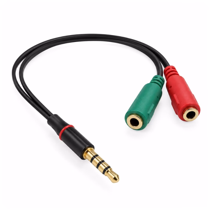 สายแยกไมค์หูฟัง 3.5 มม. GLINK GLEX004 มุมมองสามมิติ โชว์หัวต่อ 3.5mm TRRS ชุบทอง แจ็คแยกสีเขียวและสีแดง ร้านเควีซี คอมพิวเตอร์
