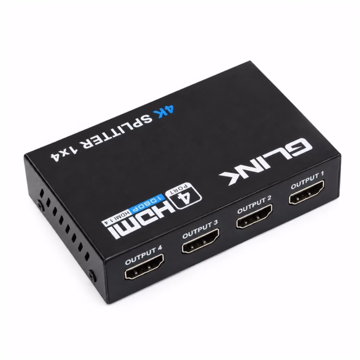 พอร์ต HDMI OUTPUT 4 ช่อง กล่องแยกจอ GLINK รุ่น GLSP-013 มุมมองสามมิติ บอดี้โลหะระบายความร้อน ร้านเควีซี คอมพิวเตอร์