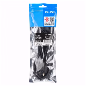 สายไฟ AC 2 รูกลม GLINK รุ่น GP1021 ยาว 1.8 เมตร มาตรฐาน มอก. 166-2549 บรรจุในซองซิปล็อก ร้านเควีซี คอมพิวเตอร์