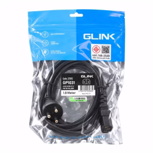 สายไฟ AC 3 รูแบน GLINK รุ่น GP1031 ยาว 1.8 เมตร มาตรฐาน มอก. 166-2549 บรรจุในซองซิปล็อก ร้านเควีซี คอมพิวเตอร์