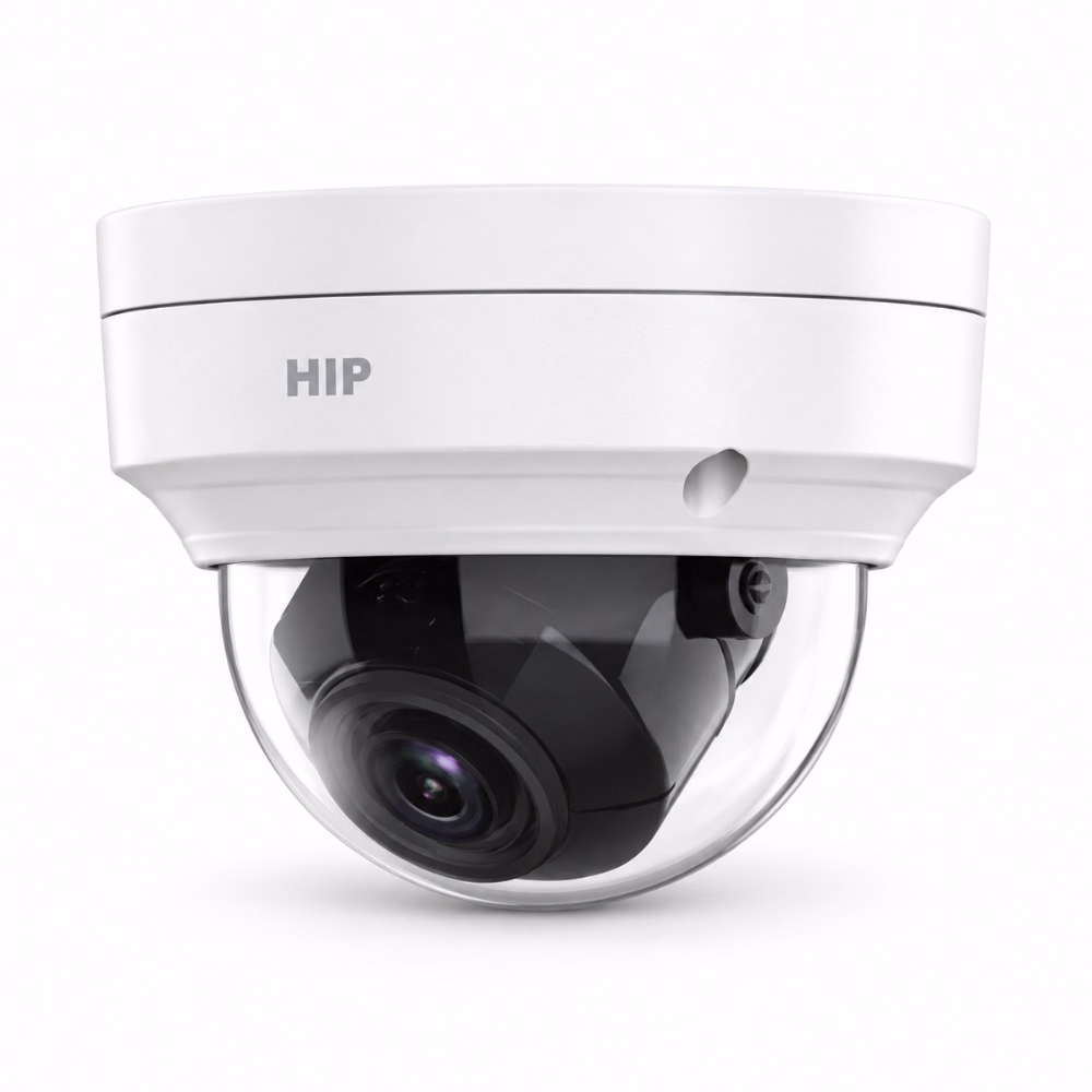 กล้องวงจรปิดทรงโดม HIP CMU2202 2MP มุมมองสามมิติเฉียง โชว์เลนส์ภายใน ฝาครอบโดมใส และช่องร้อยสายสัญญาณ