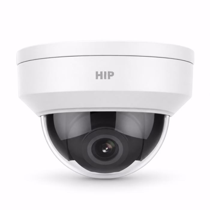 กล้องวงจรปิดโดม HIP รุ่น CMU2202 2MP มุมมองด้านหน้าตรง แสดงชุดเลนส์ 2.8 มม. และไฟอินฟราเรด Smart IR