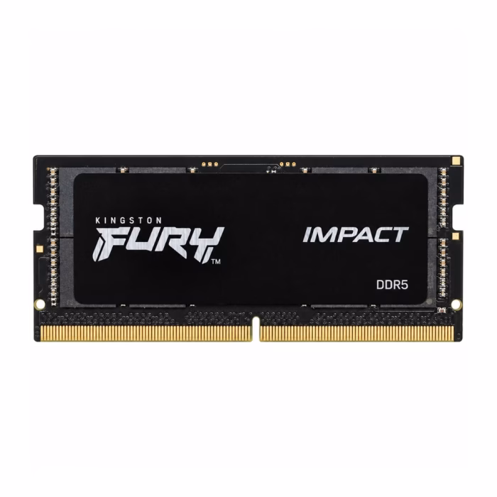 kingston-16gb-ddr5-sodimm-ram-3 แรมโน้ตบุ๊ก Kingston FURY Impact DDR5 16GB CL38 รหัส KF548S38IB-16 ด้านหน้าตรง แสดงฉลาก Kingston FURY IMPACT DDR5