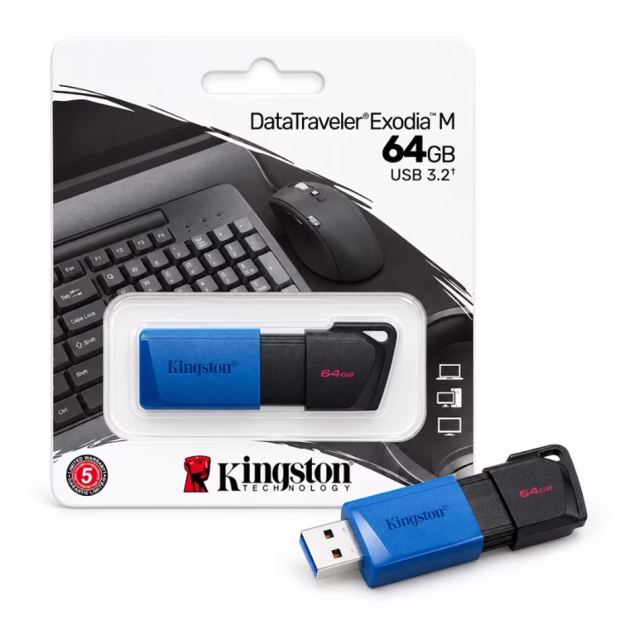 kingston-64gb-dtxm-usb-flash-drive-1 Kingston แฟลชไดรฟ์ สีดำ-น้ำเงิน USB 3.2 Gen 1 ความจุ 64GB รุ่น DTXM