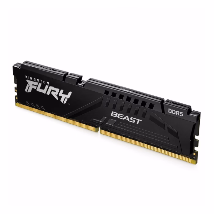 kingston-8gb-ddr5-4800mhz-ram-3 แรมพีซี Kingston FURY Beast DDR5 8GB 4800MHz มุมมองสามมิติเฉียง โชว์ดีไซน์สันแรมและช่องระบายความร้อน