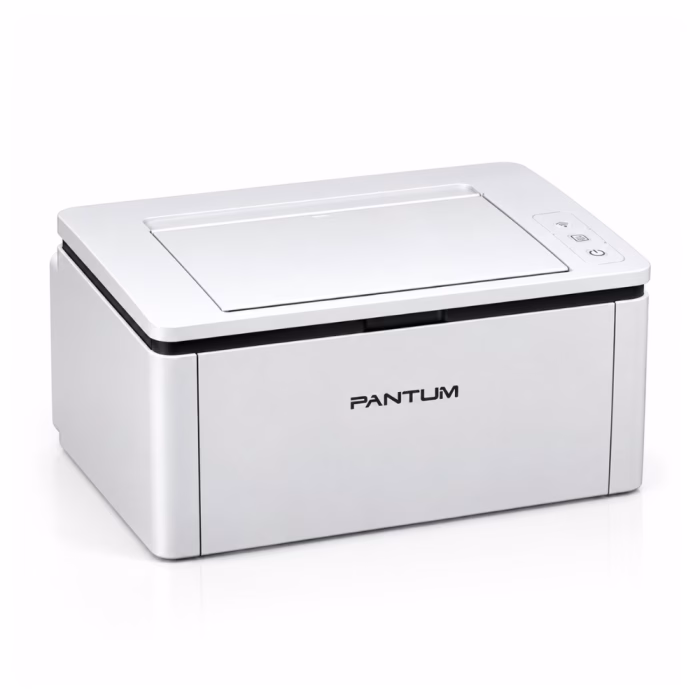 เครื่องพิมพ์เลเซอร์ขาวดำ Pantum รุ่น BP2300W Wi-Fi มุมมองสามมิติเฉียง ดีไซน์มินิมอลขนาดกะทัดรัด